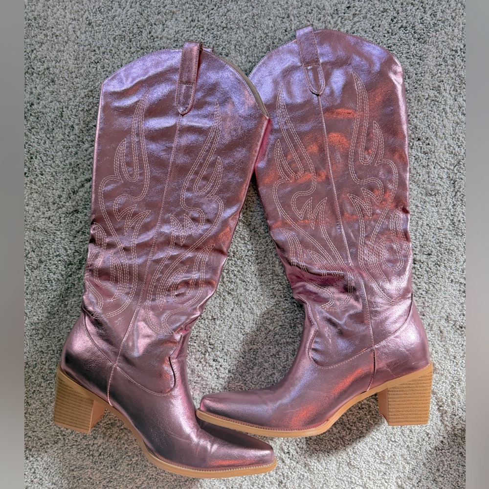 Metallic Pink Cowgirl Boots sz 10